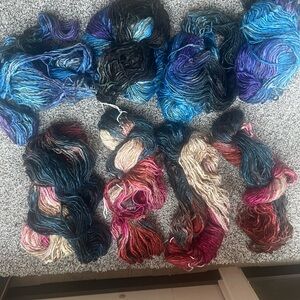 Miscellaneous 8 skeins of yarn -silk possibly viscose blend